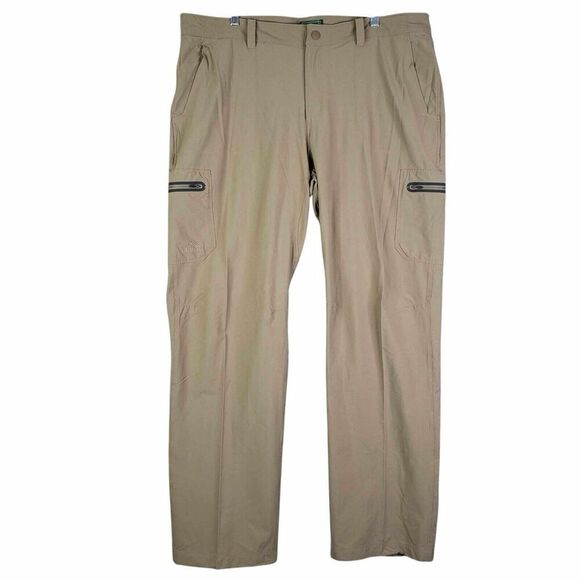 LL Bean Cargo Pants Men's Size 40x34 Tan Brown Straight Leg Nylon - Picture 2 of 9